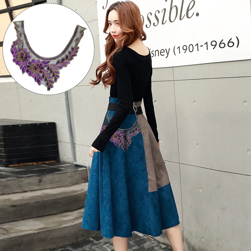 Модная вышивка с алмазным v-образным вырезом декоративные наклейки для одежды