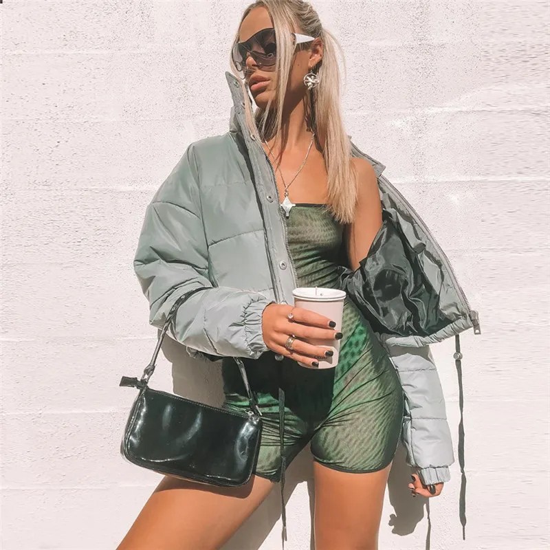 Autumn and winter new women's luminous casual short thick cotton coat jacket | Женская одежда