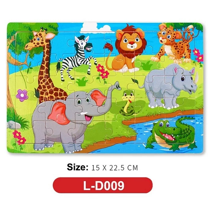 L-D009 Горячая новинка 30 шт. деревянный пазл животное детская игрушка деревянные пазлы мультяшный автомобиль Обучающие Развивающие игрушки для детей - Цвет: L-D009