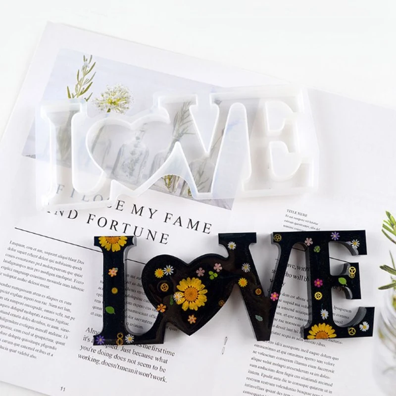 

4 Pack Alphabet Mold Silicone Resin Love Home Family Live Sign Epoxy Resin Mold
