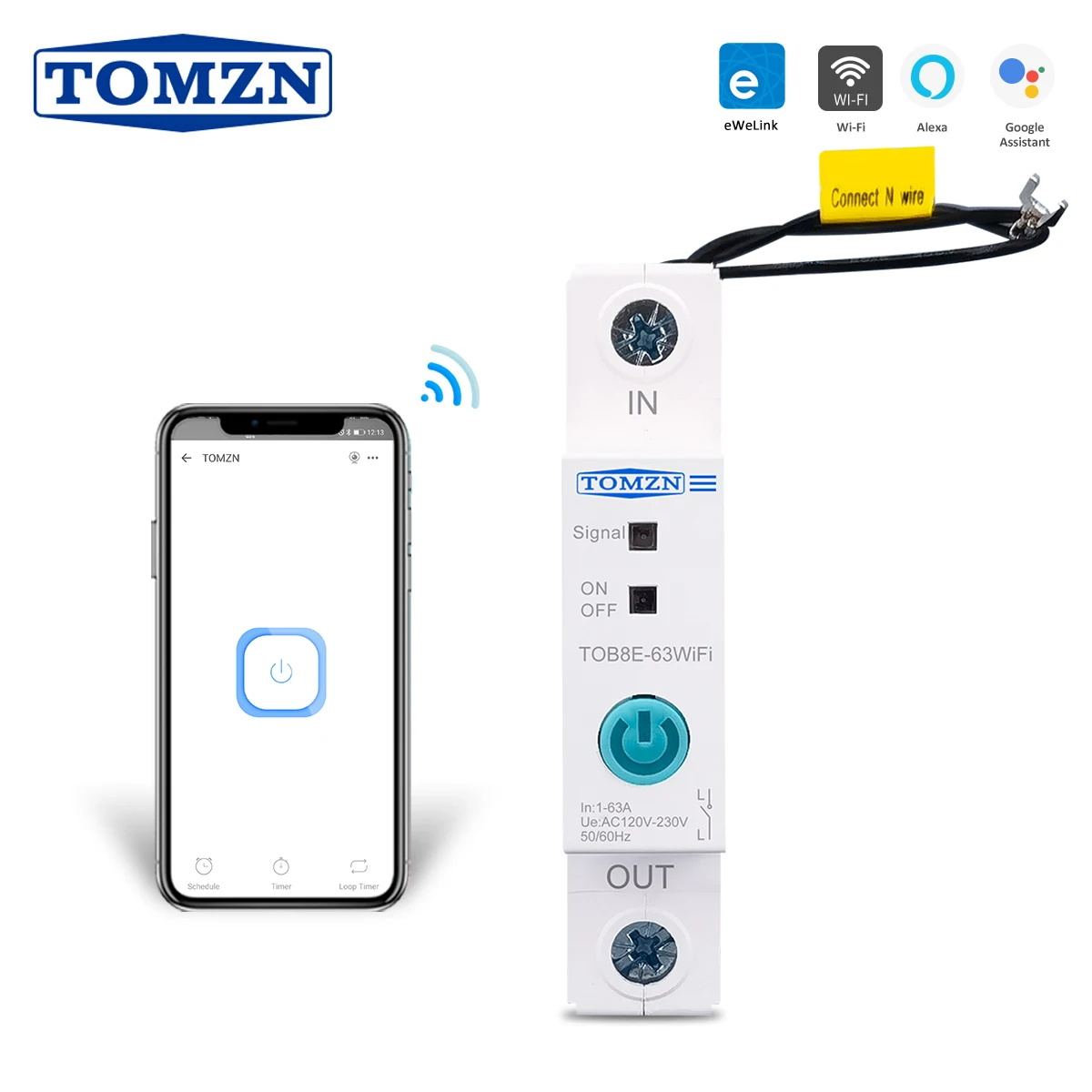 63A Din Rail WIFI Circuit Breaker Smart Switch Remote Control by Ewelink APP for Home 18mm without metering function | Обустройство