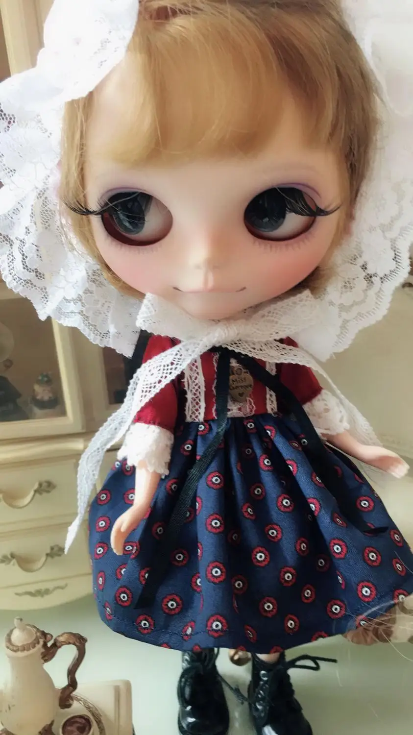 

doll dress suitable for joint Doll for licca azone ob27 OB24 for OB11 Hand made Strawberry dress10.29.1
