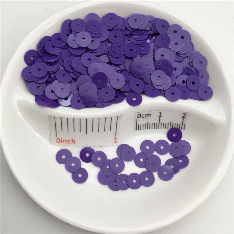 Solid Purple 4 мм 6 мм плоский круглый сплошной ПВХ блестки шитье ремесло для свадебного украшения одежды платье колпачки для обуви DIY - Цвет: Solid Purple