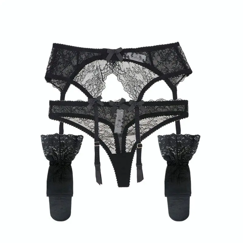 

3 шт., подвязки и стринги с кружевным бантом, Размеры S M L XL