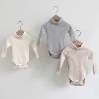 half high neck knitted baby jumpsuit autumn winter baby clothes solid color newborn romper toddler baby girl bottoming shirt top