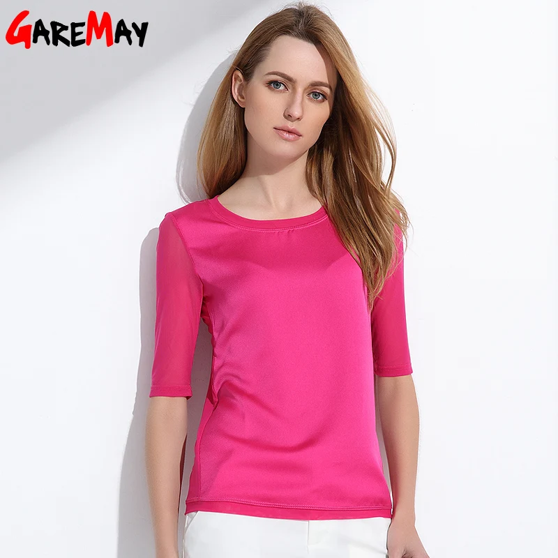 Блузка женская шифоновая с круглым вырезом и полурукавом зеленая|chiffon tops|chiffon tops