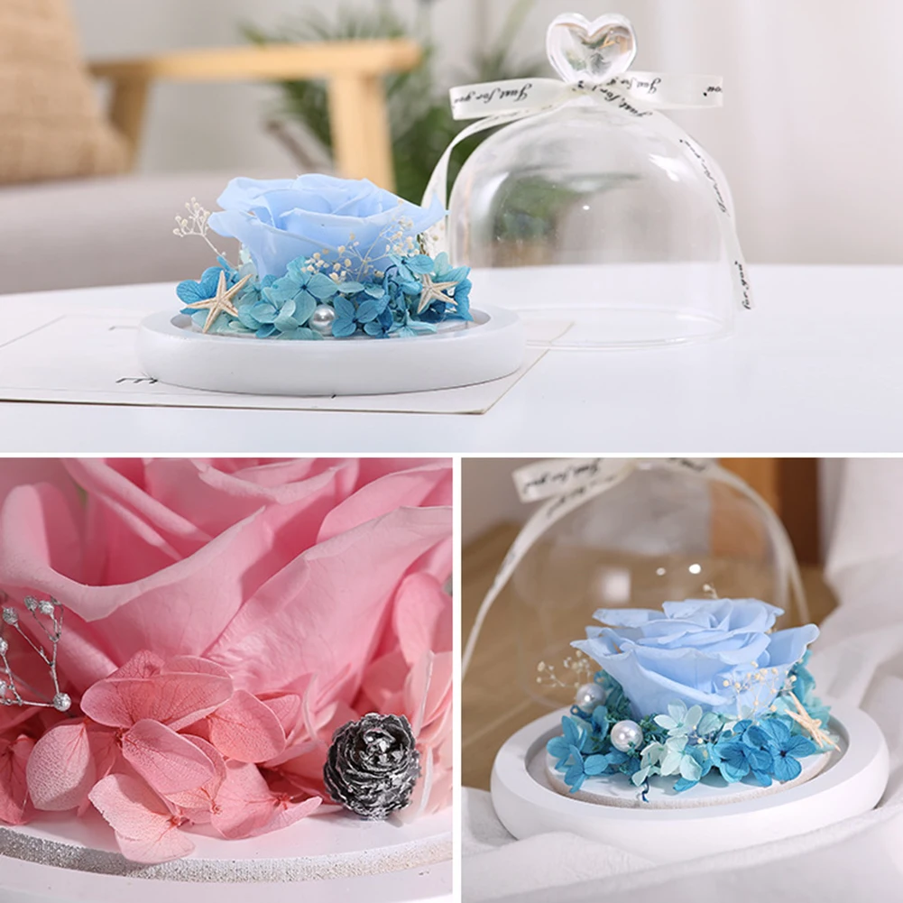 Сохраненный цветок розы стеклянный купол крышка орнамент вечерние Свадебные