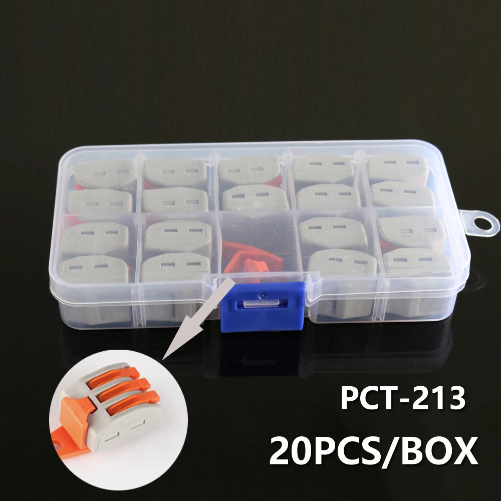 BOX-PCT-213-N18 222-413 PCT-213 PCT213 2 3 штыревой полюс, универсальный компактный проводной разъем проводки, проводниковый блок 222-412 PCT-212 PCT212 - Цвет: BOX-PCT-213-N18