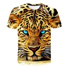 Лето 2021, Мужская футболка с коротким рукавом и 3D-принтом льва, Мужская футболка с анимацией, футболка для мальчиков и девочек, летняя одежда