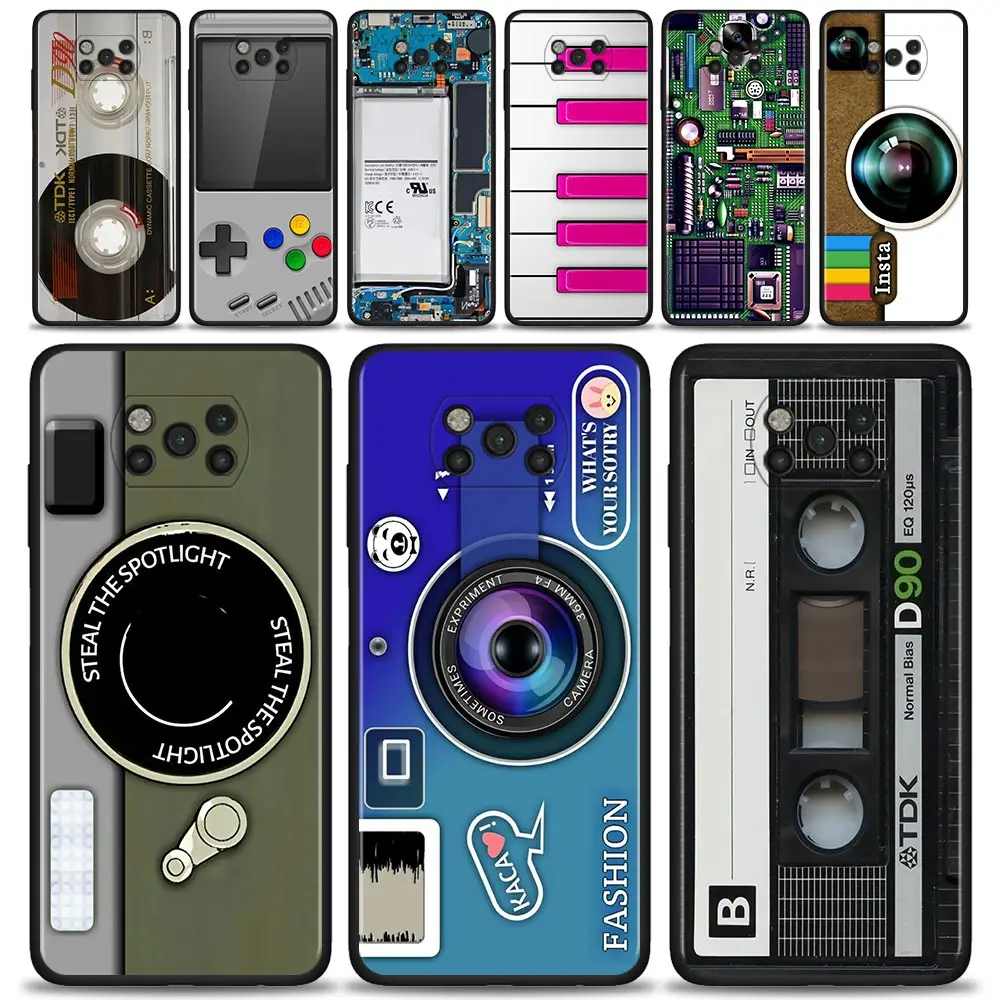 

Retro Camera Game Phone Case For Xiaomi Mi Poco X3 Pro F3 X3 GT M3 X3 NFC F1 M3 Pro 5G F3 GT Black Silicon Cover Coque Shell