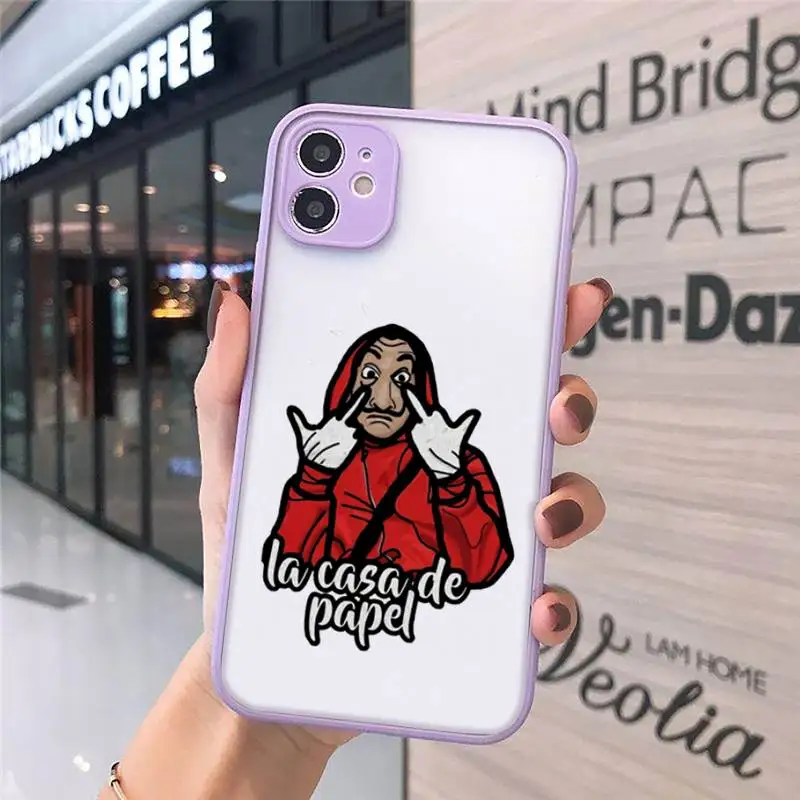 

La Casa de papel Phone Cases Matte Transparent for iPhone 7 8 11 12 s mini pro X XS XR MAX Plus cover funda