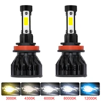 muxall new 4side h1 h3 led headlight bulbs h7 car fog lights h4 880 h11 hb3 9005 hb4 9006 h13 6000k 20000lm auto mini headlamps