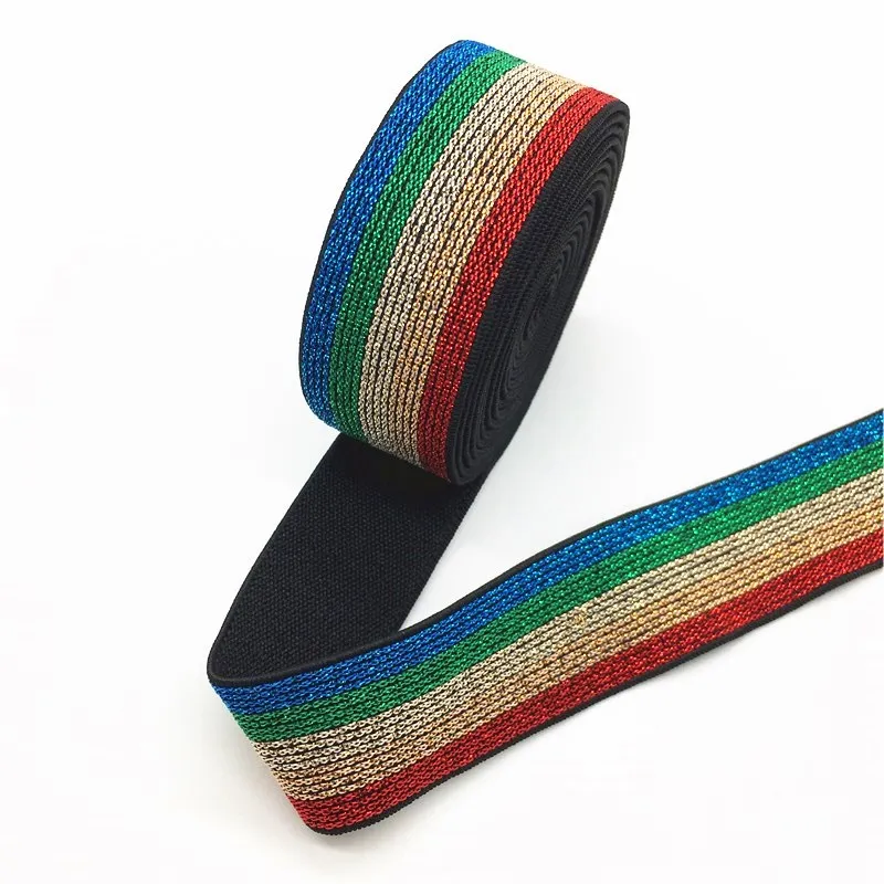 Цветная блестящая эластичная повязка 25 мм высококачественные нейлоновые мягкие