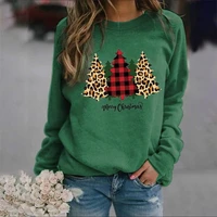 women christmas tree print o neck t shirt 2021 casual female loose tops long sleeve personality pullover ladies fashion jumper