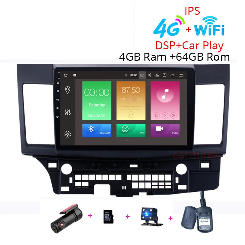4GB Dvr8gbCam 10," Android 9,0 автомобильный Радио мультимедийный плеер для Mitsubishi Lancer 2007-2012 экран wifi Bluetooth gps навигация головное устройство - Цвет: 4GB Dvr8gbCam