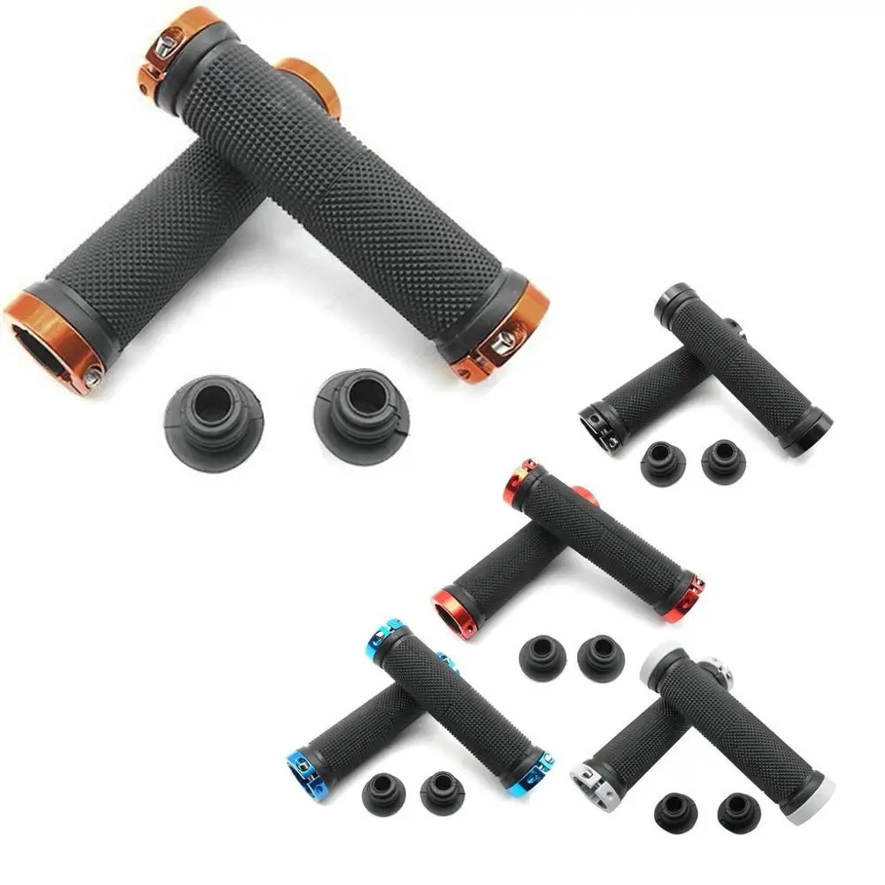 2 Pcs Cycling Handle Grip Bar End Durable Anti-slip Rubber Aluminum Alloy MTB Mountain road Bike Bicycle lock-on Handlebar Cover | Спорт и