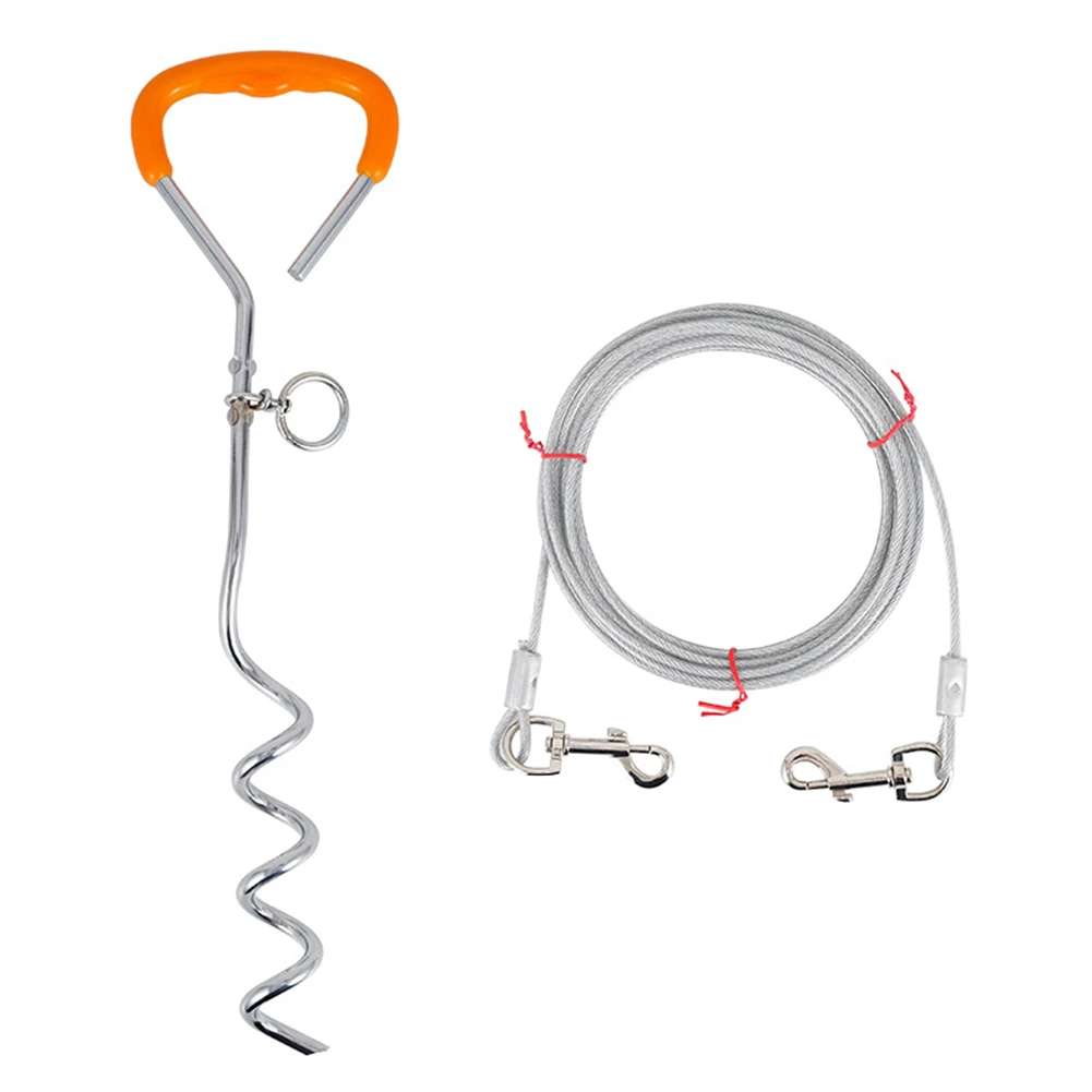 

Heavy Duty Dogs Camping Tether Ground Tie Out Screw Stakes Spike Pole Spiral Pet Leash Dog Fixed Pile Metal Screw Stake