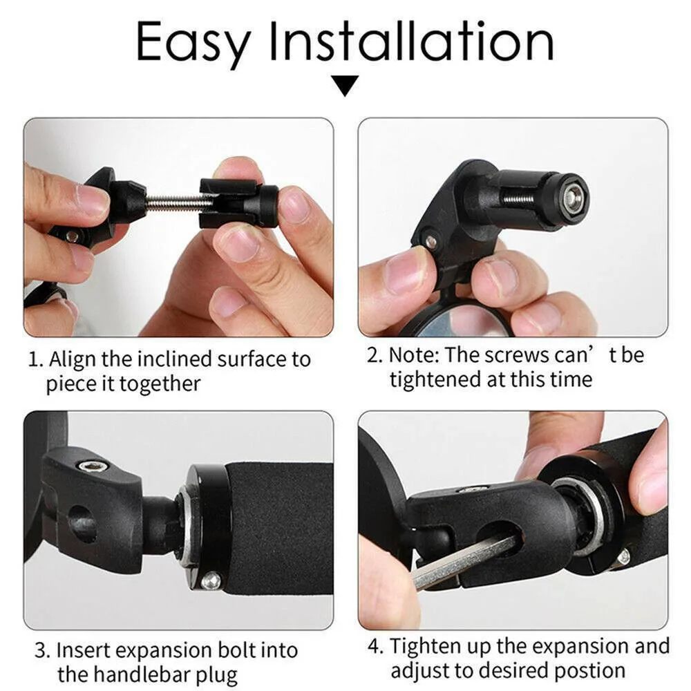 

Handlebar End Bicycle Rearview Mirror Rotatable Rearview Mirror Transparent Stainless Steel Lens Bicycle Accessories