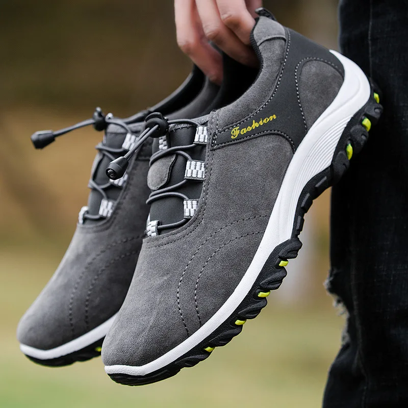 

New Man Sports Shoes Casual Wearable Hiking Sneakers Male Non-slip Running Quality Leather Shoes