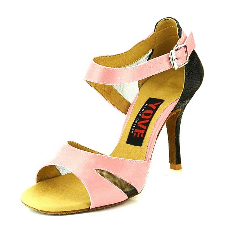 YOVE стиль w143-2 танцевальная обувь Бачата/Сальса/кизомба Женская танцевальная обувь - Цвет: light pink