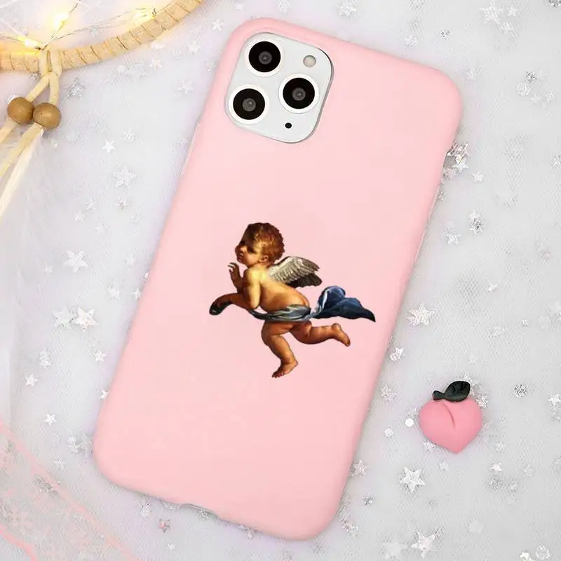 

baby angel painting aesthetic art Phone Case Candy Color for iPhone 11 12 mini pro XS MAX 8 7 6 6S Plus X SE 2020 XR