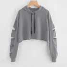 Женские толстовки с вырезами на шнуровке, Модный повседневный Свободный теплый пуловер для девочек, Повседневная хлопковая модная Женская толстовка