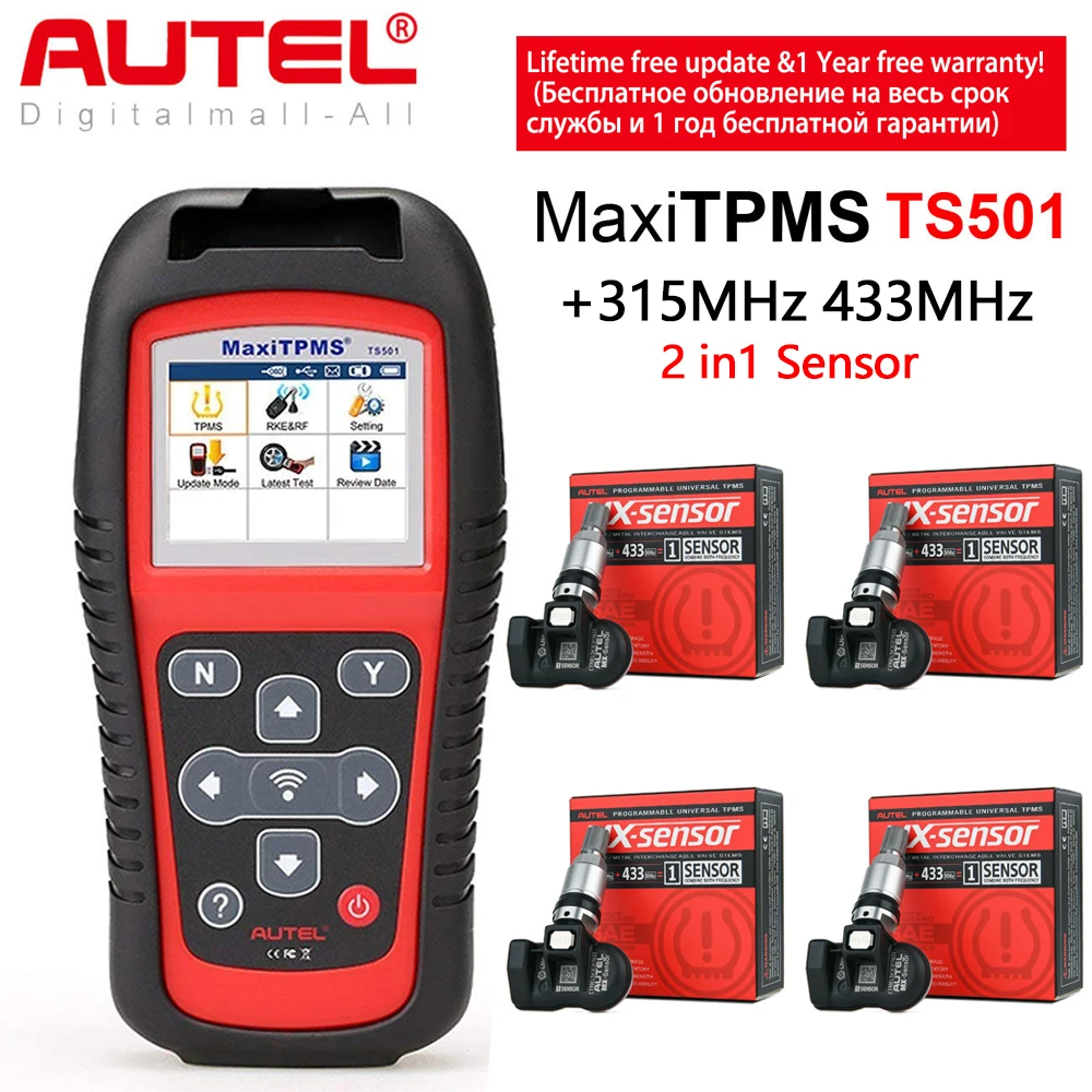 

Autel MaxiTPMS TS501 MX-Sensor 2 в 1 инструменты для восстановления шин OBD 2 Диагностика TPMS Программирование датчиков Чтение/очистка TPMS DTC