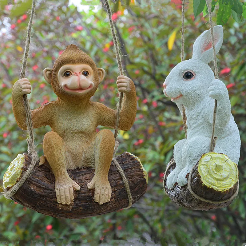 Пасторальная Имитация животных Подвесные качели из смолы поделки украшения для