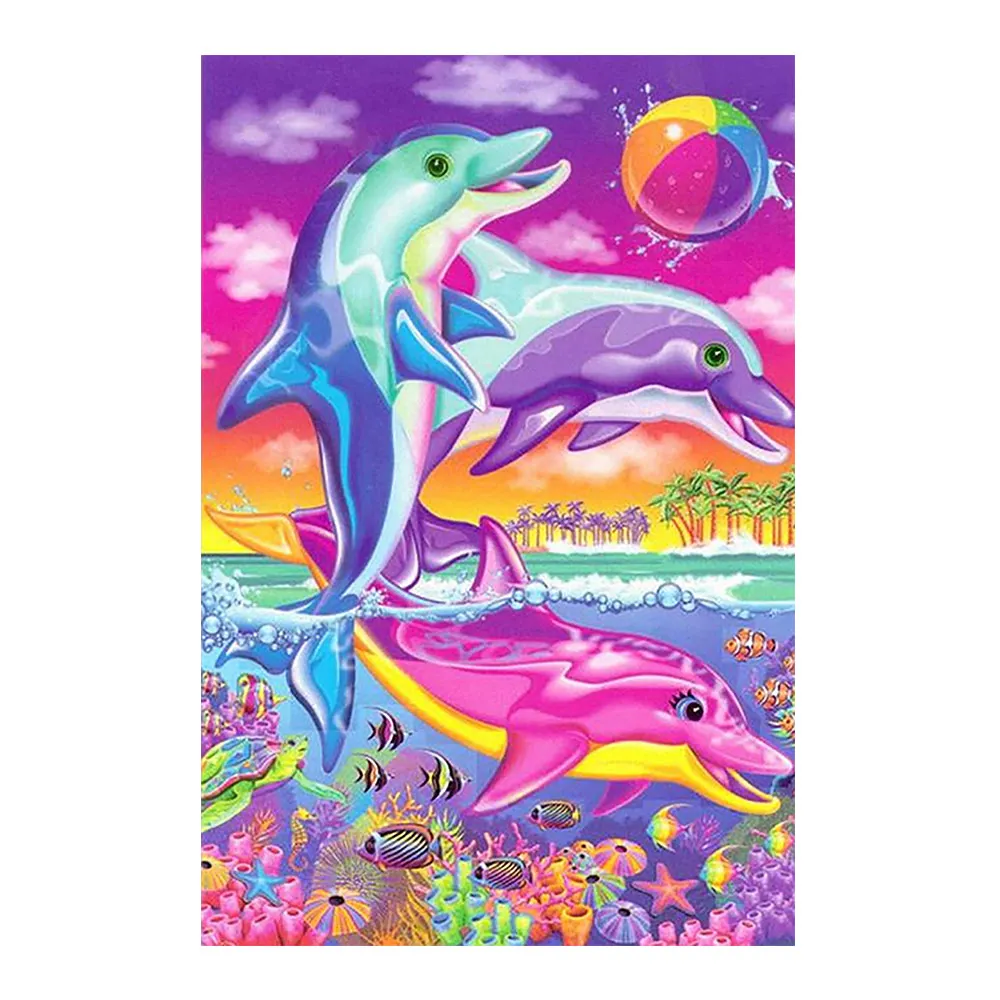 Romati Дельфин Алмазная картина мультфильм животное круглая полная дрель 5D Nouveaute DIY