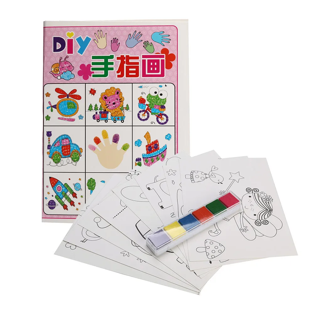 DIY мультфильм дети палец живопись ремесло набор детей раннего обучения красочные