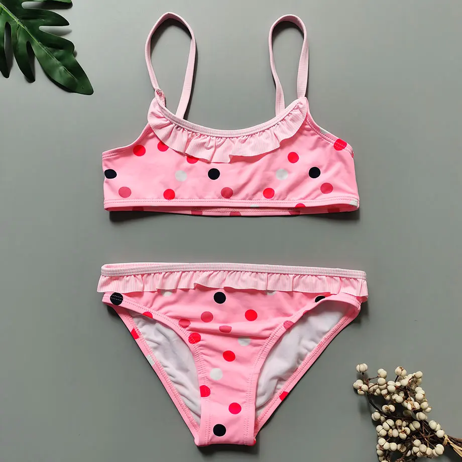 Женский купальник Детский комплект бикини в горошек для девочек из двух