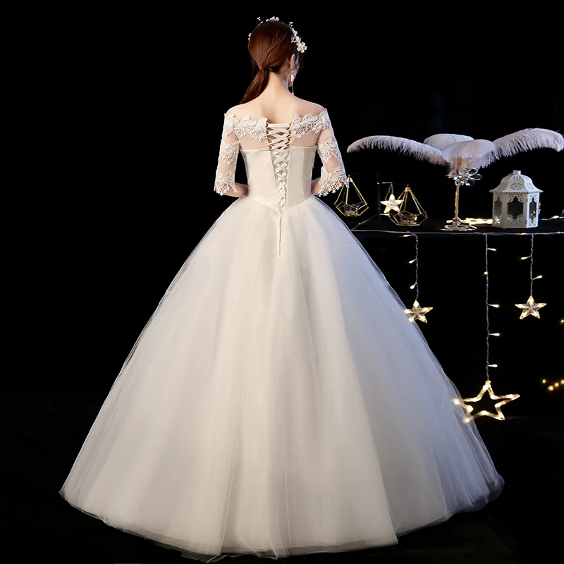 Белое кружевное свадебное платье AnXin SH для принцессы вечерние тажное вечернее с