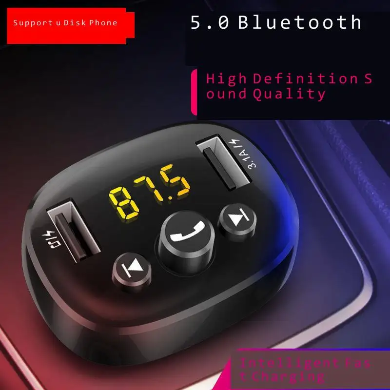 

Автомобильный Bluetooth MP3-плеер без потерь качества звука автомобильный Музыкальный USB-флеш-накопитель с двумя USB-портами Быстрая Зарядка телеф...