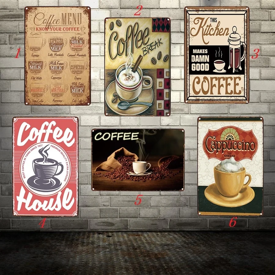 Забавное настенное искусство металлический жестяной знак кофейное меню