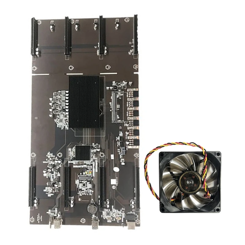 

ETH80 B75 IDC 4U BTC Motherboard LGA 1155-Pin DDR3 8G RAM 8 PCIe 16X 80mm SATA3.0 USB3.0 Mining Motherboard with Fan