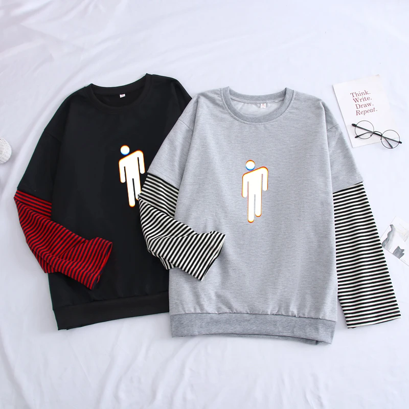 KPOP Billie мужские пуловеры Harajuku Kawaii забавные фигурки людей с принтом толстовка мужская Осенняя поддельная двухсекционная комбинированная цветная Толстовка
