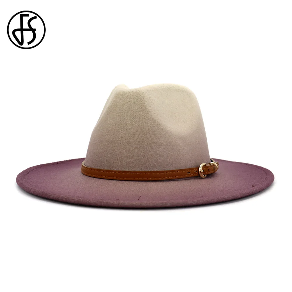 Женская и Мужская шерстяная шляпа FS винтажная с широкими полями из фетра