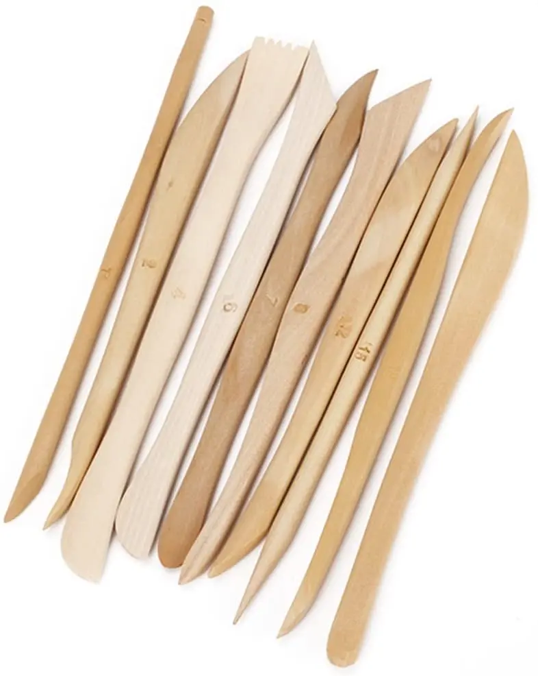 

10pcs Wooden Polymer Clay Pottery Play Dough Modeling Tools
