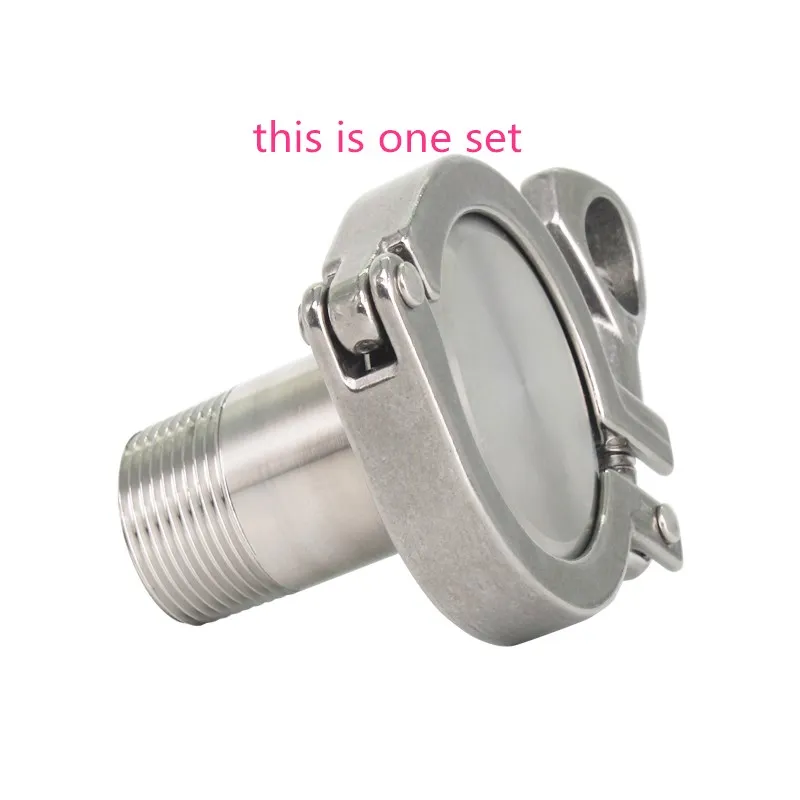

Stainless Steel SS304 1 Set Sanitary Clamp Type Male Thread Pipe Fitting + Tri Clamp+ PTFE Gasket