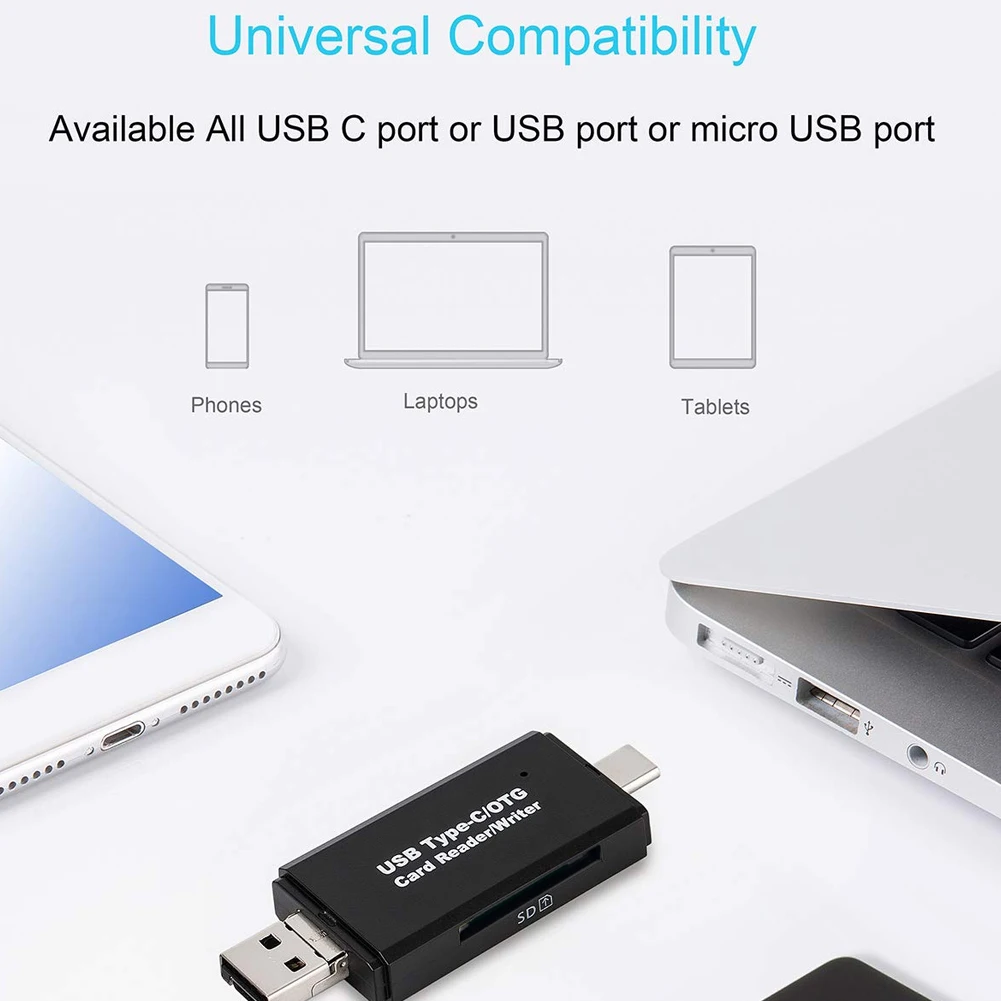 

5 in 1 TF Card Reader Data Transmisson USB 2.0 Type-C Adapter Converter TF OTG Flash Drive Card Reader Converter