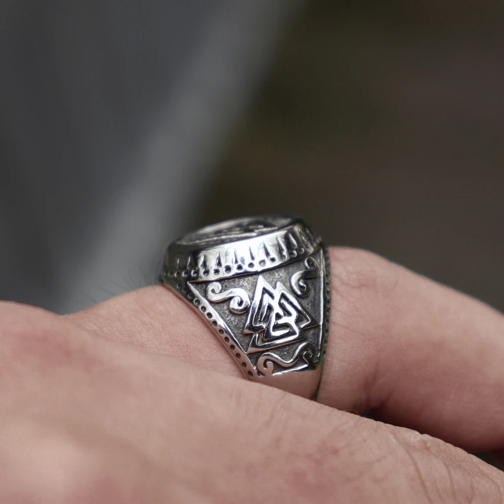 Мужское кольцо Viking из нержавеющей стали Valknut Norse стиль Odin руны кольца-Амулеты серебряные ювелирные изделия Norse