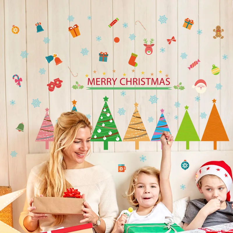 

Colorful Christmas Tree Wall Stickers for Kids Children's Room Kindergarten Showcase Living Room Home Decoration PVC Posters