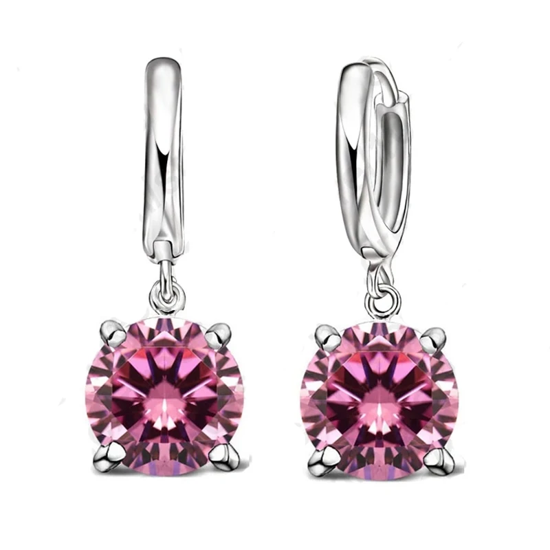 Женские серьги-подвески с фианитом большие круглые серьги из настоящего серебра