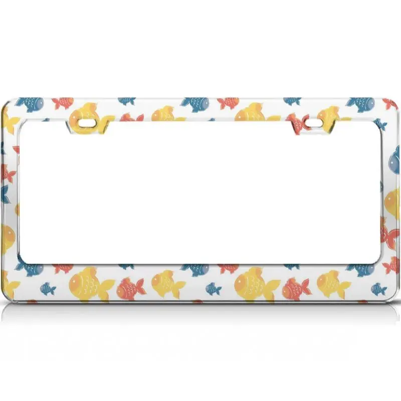 

Peceeta Colorful Fish License Plate Frame 2 Holes 1 Frame Matte Aluminum Rust-Proof Rattle-Proof Frame white 16x31cm"]