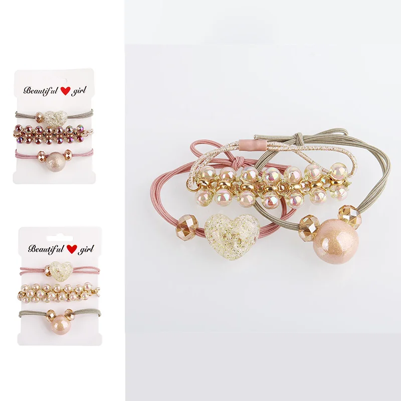 3 шт. браслет двойного назначения кольцо для волос с кристаллами и жемчугом набор
