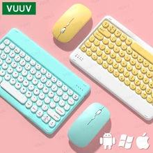 Bluetooth-compatible Keyboard Mouse For Android iOS Windows Phone Tablet Universal Round keycap Wireless Keyboard For iPad Pro