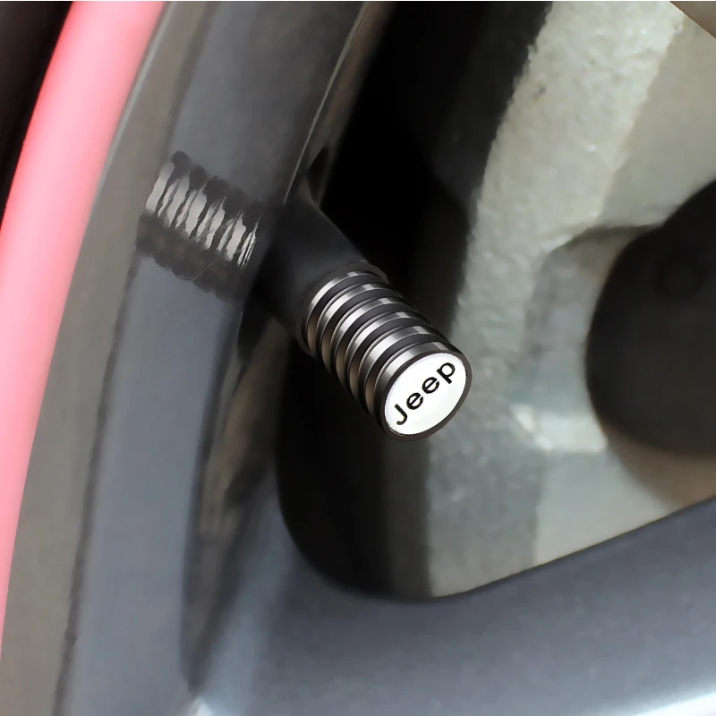 

4PCS for Jeep Logo Wrangler Grand Cherokee Compass Renegade JK Car Tire Valve Stem Caps Wheel Air Dust-proof Cover Accessories