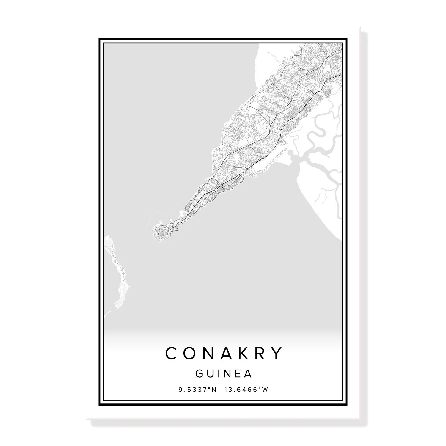 

CONAKRY Карта города Гвинеи печатный плакат холст настенное искусство