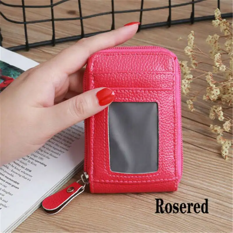 

Simple Unisex Lady Men Wallet Credit Card Case Holder Leather RFID Blocking Zip Pocket
