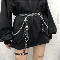 new woman girls gothic adjustable pu leather hiphop belt rock nightclub sexy jeans dress heart punk metal waist chain belt